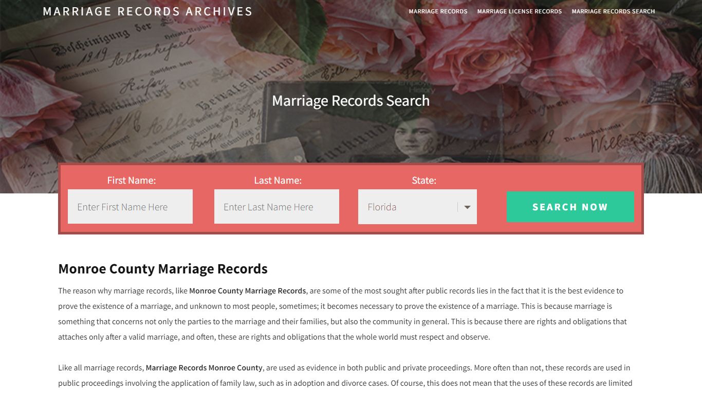 Monroe County Marriage Records | Enter Name and Search